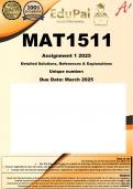 MAT1511 Assignment 1 &lpar;COMPLETE ANSWERS&rpar; 2025 