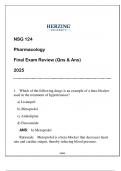 NSG 124 Pharmacology &lpar;HU&rpar; Final Exam Review 2025 &lpar;Qns & Ans