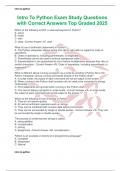 Intro To Python Exam Study Questions with Correct Answers Top Graded 2025
