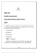 NRS 420 Health Assessment &lpar;GCU&rpar; Final Exam Review 2025 &lpar;Qns & Ans&rpar;&period;