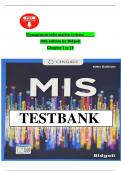 TEST BANK For Management Information Systems, 10th Edition by Hossein Bidgoli, Verified Chapters 1 - 14, Complete Newest Version