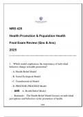 NRS 425 Health Promotion & Population Health &lpar;GCU&rpar; Final Exam Review 2025 &lpar;Qns & Ans