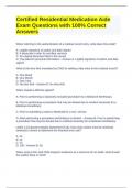 Certified Residential Medication Aide Exam Questions with 100&percnt; Correct Answers