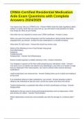 CRMA-Certified Residential Medication Aide Exam Questions with Complete Answers 2024&sol;2025