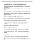 HOPE FINAL EXAM QUESTIONS & ANSWERS