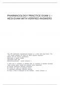 Pharmacology practice exam 1 - Hesi