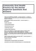 Community Oral Health Practice for the Dental Hygienist Questions And Answers