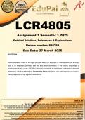 LCR4805 Assignment 1 (COMPLETE ANSWERS) Semester 1 2025 (895789) - DUE 27 March 2025