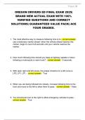 OREGON DRIVERS ED FINAL EXAM 2025&vert;  BRAND NEW ACTUAL EXAM WITH 100&percnt;  VERIFIED QUESTIONS AND CORRECT  SOLUTIONS&vert; GUARANTEED VALUE PACK&vert; ACE  YOUR GRADES&period;