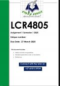 LCR4805 Assignment 1 &lpar;QUALITY ANSWERS&rpar; Semester 1 2025