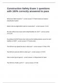 Construction Safety Exam 1 questions with 100&percnt; correctly answered to pass