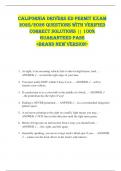 CALIFORNIA DRIVERS ED PERMIT EXAM  2025&sol;2026 QUESTIONS WITH VERIFIED  CORRECT SOLUTIONS &vert;&vert; 100&percnt;  GUARANTEED PASS  <BRAND NEW VERSION> 