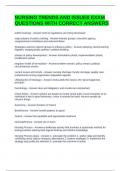NURSING TRENDS AND ISSUES EXAM QUESTIONS WITH CORRECT ANSWERS
