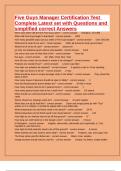 Five Guys Manager Certification Test Complete Latest set with Questions and simplified correct Answers