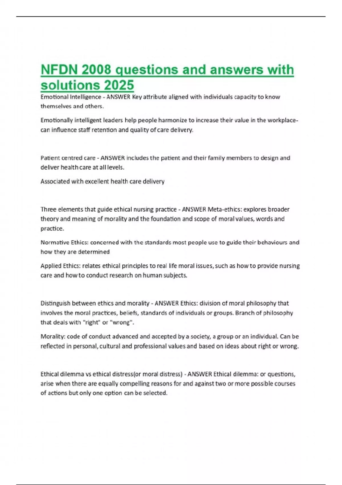NFDN 2008 questions and answers with solutions 2025 - NFDN 2008 - Stuvia US