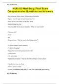 NUR 410 Med-Surg&colon; Final Exam Comprehensive Questions and Answers 100&percnt;
