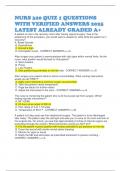 NURS 320 QUIZ 1 QUESTIONS WITH VERIFIED ANSWERS 2025 LATEST ALREADY GRADED A&plus; 