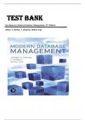 Test Bank for Modern Database Management, 13th Edition, Jeff Hoffer, Ramesh Venkataraman, Heikki Topi ISBN: 9780134773650 Chapter 1-14 Complete Guide A+