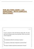 NUR 352 FINAL EXAM &vert; 123 QUESTIONS &vert; WITH COMPLETE SOLUTIONS&excl;&excl;