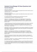 Assisted Living Manager AZ Exam Questions And Correct Answers