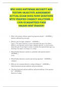 WGU D385 SOFTWARE SECURITY AND  TESTING OBJECTIVE ASSESSMENT  ACTUAL EXAM 2025&sol;2026 QUESTIONS  WITH VERIFIED CORRECT SOLUTIONS &vert;&vert;  100&percnt; GUARANTEED PASS  <BRAND NEW VERSION> 