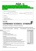 2024 AQA GCSE COMBINED SCIENCE&colon; SYNERGY 8465&sol;4F Foundation Tier Paper 4 Physical Sciences Verified Question Paper with Marking Scheme Combined&period; June 2024