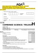 2024 AQA GCSE COMBINED SCIENCE&colon; TRILOGY 8464&sol;B&sol;1H Higher Tier Biology Paper 1H Verified Question Paper with Marking Scheme Combined&period; June 2024