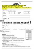 2024 AQA GCSE COMBINED SCIENCE&colon; TRILOGY 8464&sol;B&sol;2H Higher Tier Biology Paper 2H  Verified Question Paper with Marking Scheme Combined&period; June 2024