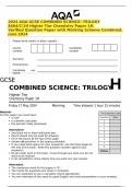 2024 AQA GCSE COMBINED SCIENCE&colon; TRILOGY 8464&sol;C&sol;1H Higher Tier Chemistry Paper 1H&period; Verified Question Paper with Marking Scheme Combined&period; June 2024 &Tab;