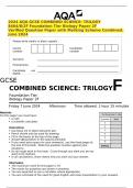 2024 AQA GCSE COMBINED SCIENCE&colon; TRILOGY 8464&sol;B&sol;2F Foundation Tier Biology Paper 2F Verified Question Paper with Marking Scheme Combined&period; June 2024