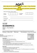 2024 AQA GCSE ECONOMICS 8136&sol;1 Paper 1 How Markets Work Verified Question Paper with Marking Scheme Combined&period; June 2024