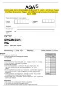 2024 AQA GCSE ENGINEERING 8852&sol;W Unit 1 Written Paper Verified Question Paper with Marking Scheme Combined&period; June 2024