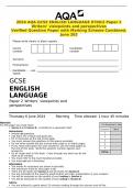 2024 AQA GCSE ENGLISH LANGUAGE 8700&sol;2 Paper 2 Writers&rsquo; viewpoints and perspectives Verified Question Paper with Marking Scheme Combined&period; June 202