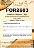 FOR2603 Assignment 1 &lpar;COMPLETE ANSWERS&rpar; Semester 1 2025 - DUE 9 March 2025