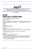 2024 AQA GCSE ENGLISH LITERATURE 8702&sol;1 Paper 1 Shakespeare and the 19th-century novel Verified Question Paper with Marking Scheme Combined&period; June 2024