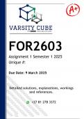 FOR2603 Assignment 1 &lpar;DETAILED ANSWERS&rpar; Semester 1 2025 - DISTINCTION GUARANTEED