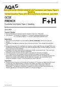 2024 AQA GCSE FRENCH 8658&sol;SF&plus;SH Foundation and Higher Paper 2 Speaking Verified Question Paper with Marking Scheme Combined&period; June 2024