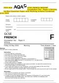 2024 AQA GCSE FRENCH 8658&sol;WF Foundation Tier&Tab;Paper 4 Writing Verified Question Paper with Marking Scheme Combined&period; June 2024