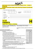 2024 AQA GCSE FRENCH 8658&sol;LH Higher Tier&Tab;Paper 1 Listening Verified Question Paper with Marking Scheme Combined&period; June 2024