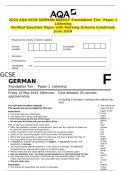 2024 AQA GCSE GERMAN 8668&sol;LF Foundation Tier&Tab;Paper 1 Listening Verified Question Paper with Marking Scheme Combined&period; June 2024
