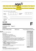 2024 AQA GCSE GERMAN 8668&sol;RF Foundation Tier Paper 3 Reading Verified Question Paper with Marking Scheme Combined&period; June 2024