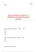 D511 Anatomy Lecture 4 Modalities Verified Answers &lpar;2025&rpar;&excl;&excl;