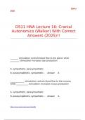 D511 HNA Lecture 16 Cranial Autonomics &lpar;Walker&rpar; With Correct Answers &lpar;2025&rpar;&excl;&excl;