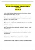 ORTHODONTIC ASSISTANT PRACTICE EXAM WITH  ACTUAL QUESTIONS AND VERIFIED CORRECT  ANSWERS  100&percnt; PASS