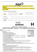2024 AQA GCSE GERMAN 8668&sol;WH Higher Tier Paper 4 Writing Verified Question Paper with Marking Scheme Combined&period; June 2024