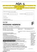 2024 AQA GCSE MODERN HEBREW 8678&sol;LF Foundation Tier Paper 1 Listening Verified Question Paper with Marking Scheme Combined&period; June 2024