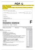 2024 AQA GCSE MODERN HEBREW 8678&sol;RF Foundation Tier Paper 3 Reading Verified Question Paper with Marking Scheme Combined&period; June 2024