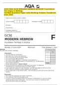 2024 AQA GCSE MODERN HEBREW 8678&sol;WF Foundation Tier Paper 4 Writing Verified Question Paper with Marking Scheme Combined&period; June 2024