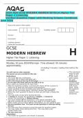2024 AQA GCSE MODERN HEBREW 8678&sol;LH Higher Tier Paper 1 Listening&period; Verified Question Paper with Marking Scheme Combined&period; June 2024