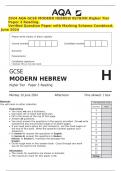 2024 AQA GCSE MODERN HEBREW 8678&sol;RH Higher Tier Paper 3 Reading&period; Verified Question Paper with Marking Scheme Combined&period; June 2024